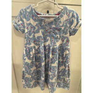 Mini Boden Girls Unicorn Print Blue Long Sleeve Dress Size 5-6Y